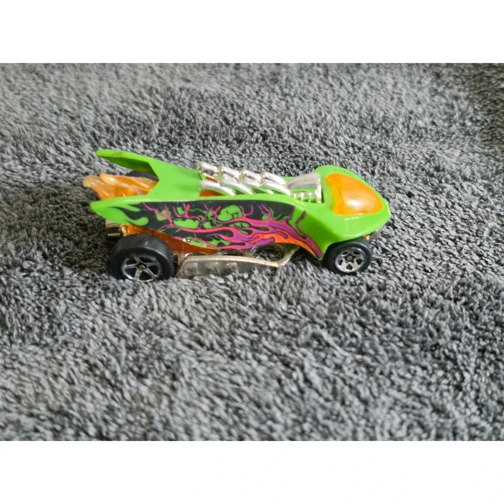 Hot Wheels Turbo Flame Green Purple Flames Orange Tint Diecast Toy Car 1995